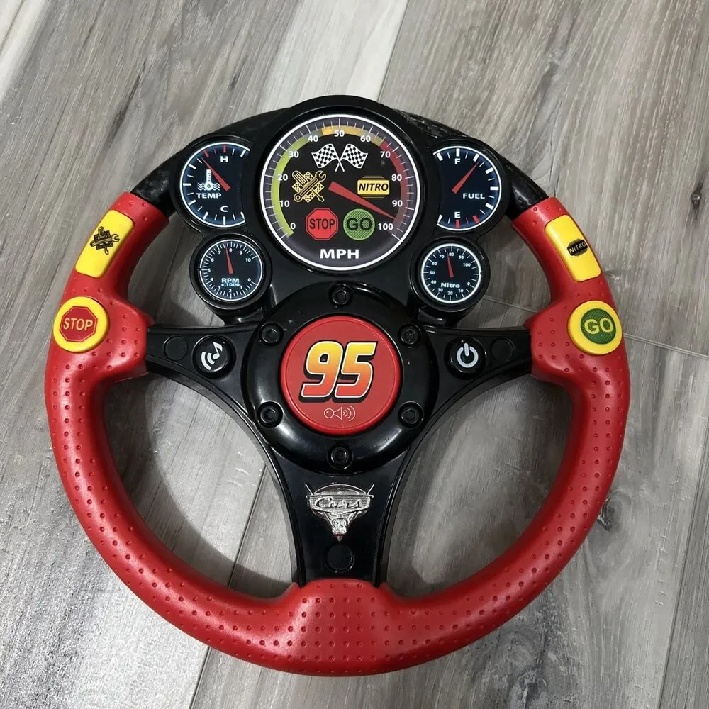 Disney Pixar Cars 3 Lightning McQueen Rev N Roll Steering Wheel Red Tested Works - Picture 2 of 3